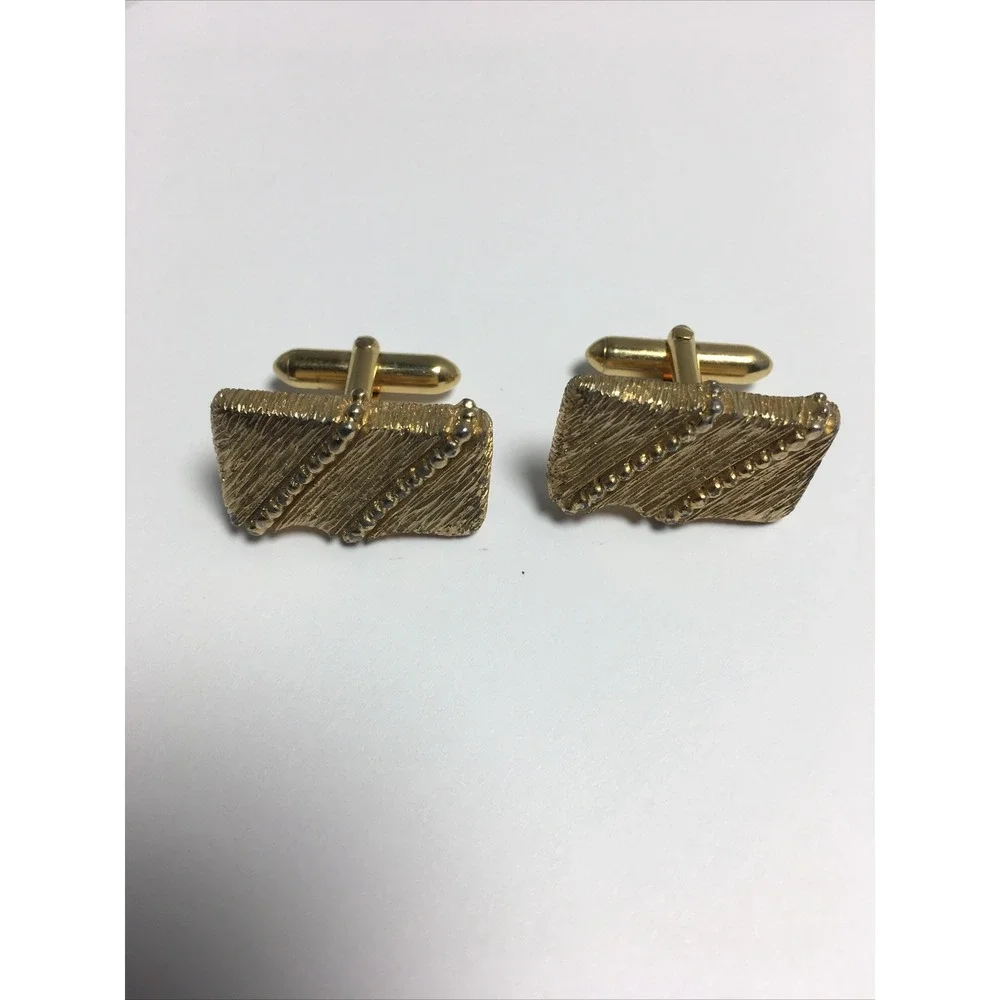 Mens Vintage Cufflinks Signed Swank Gold Rectangle